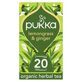Pukka lemongrass and ginger herbal tea x20 tea bags imported from the UK