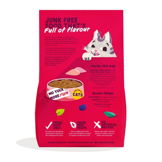 Edgard & Cooper senior chicken turkey cat dry food 2kg - British product