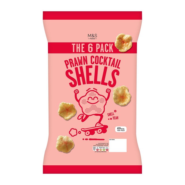 M&S Prawn Cocktail Shells 6 pack, imported from the UK