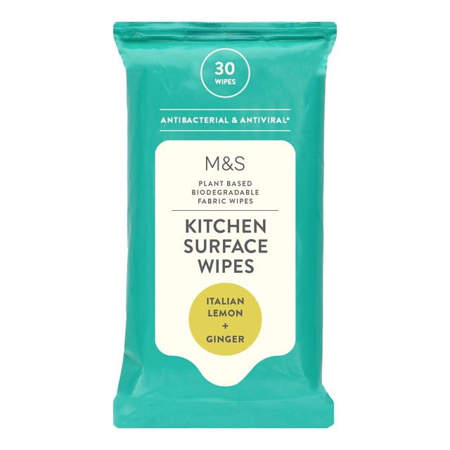 M&S Kitchen Surface Wipes Lemon Ginger 30 Pack (British brand)