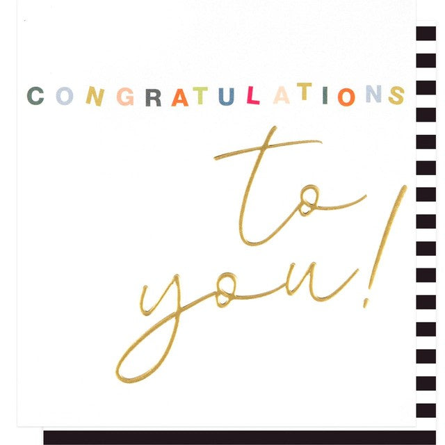 Caroline Gardner congratulations card with gold foil and calligraphy - British product