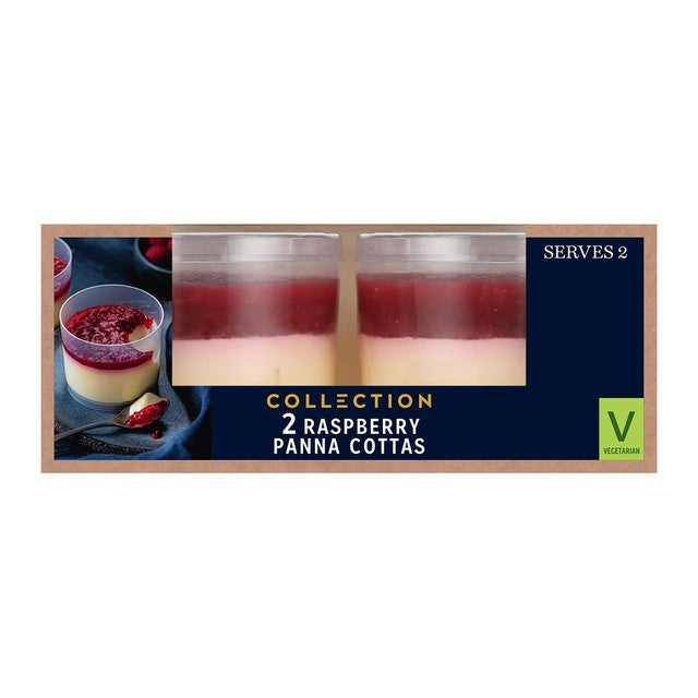 M&S Panna Cotta Raspberry Vanilla 200g, imported from the UK