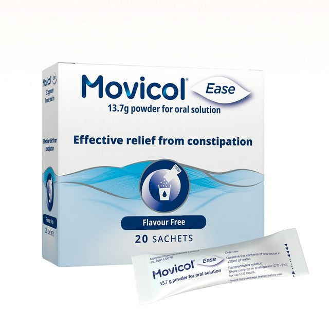 Movicol Ease Plain laxative powder 13.7g sachets, imported from the UK