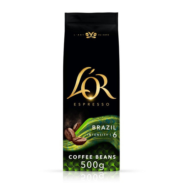 L'OR Brazil coffee beans intensity 6 500g, UK version