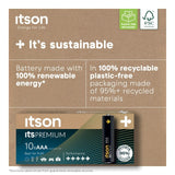 ITSON AAA alkaline batteries 10-pack, UK version