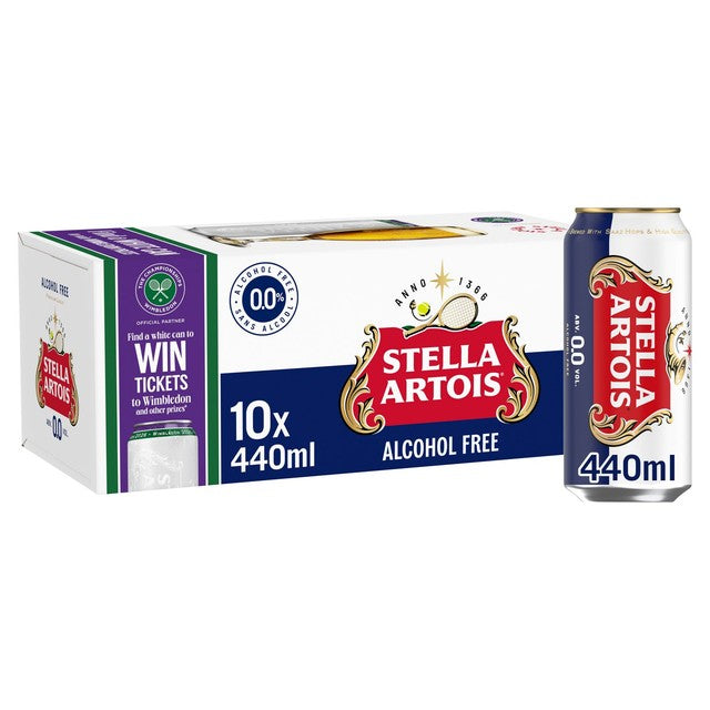 Stella Artois 0.0% alcohol-free lager in cans (British brand)