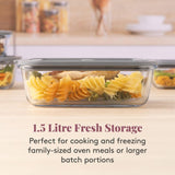 Kilner Fresh Storage Rectangle 1.5 Litre glass storage container, UK version