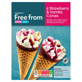 Sainsburys Free From Strawberry Vanilla Cones 4 x 120ml