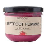 Natoora beetroot hummus with cumin 185g, imported from the UK
