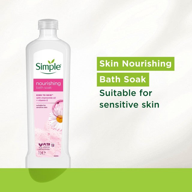 Simple Kind to Skin Nourishing Bubble Bath 1L, imported from the UK