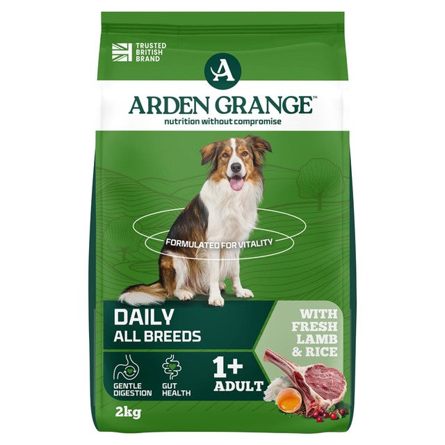 Arden Grange adult lamb and rice dry dog food 2kg - British product