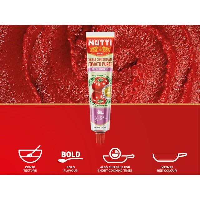 Mutti double concentrate tomato puree with garlic tube, UK version