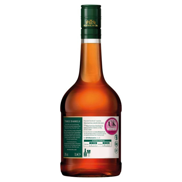 Three Barrels VSOP brandy 70cl (British brand)