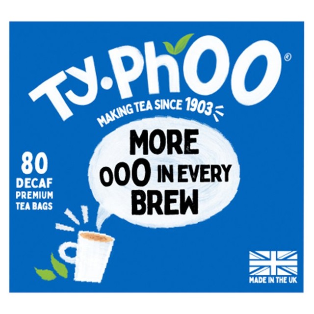 Typhoo decaf black tea bags 80 count (British brand)