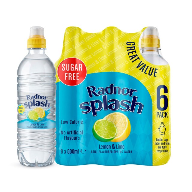 Radnor Splash Lemon Lime Water 6 x 500ml, imported from the UK