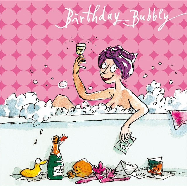 Woodmansterne Quentin Blake bubble bath birthday card 160mm x 160mm, imported from the UK