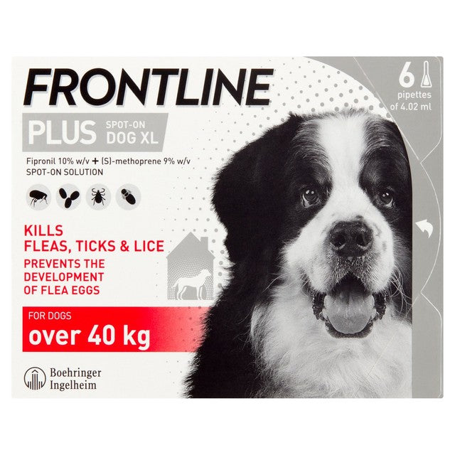Frontline Plus flea and tick treatment for XL dogs 40-60kg - British product