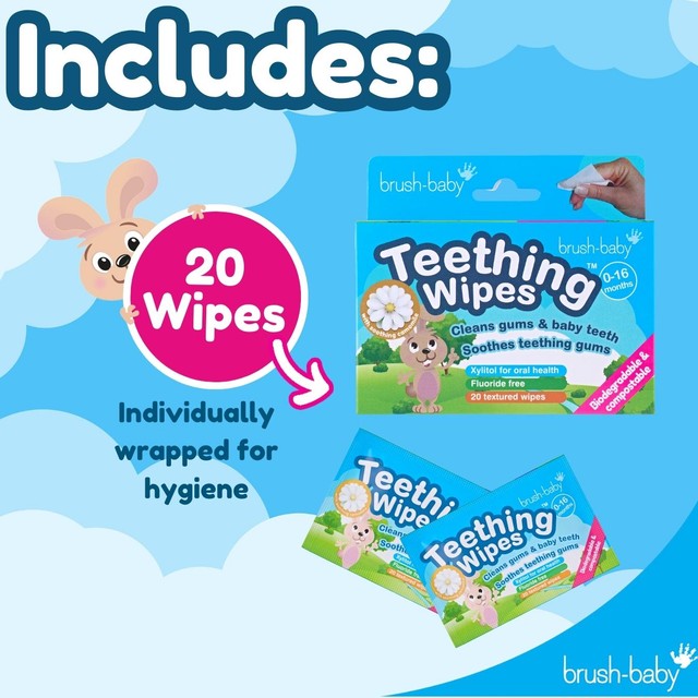 Brush-Baby teething wipes pack of 20 - British product