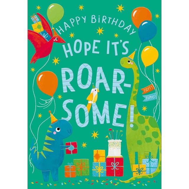 Abacus Roarsome Birthday Boy Card 17cm x 12cm, imported from the UK