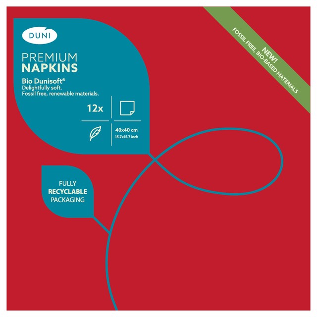 Duni red large paper napkins 12 pack, imported from the UK