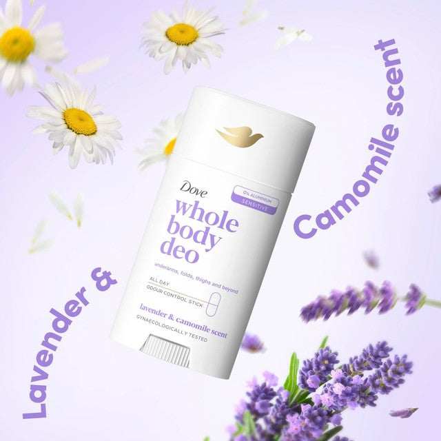 Dove whole body deodorant stick Lavender and Chamomile, imported from the UK