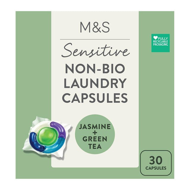 M&S Sensitive Non-Bio laundry capsules 30 pack, imported from the UK