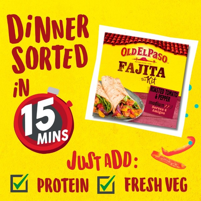 Old El Paso roasted tomato pepper fajita kit 500g, imported from the UK