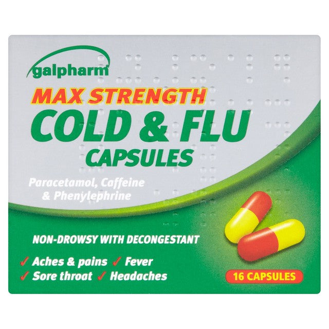 Galpharm cold & flu max strength capsules 16 per pack, UK version