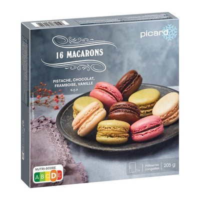 Picard 16 Macarons, gemischte Geschmacksrichtungen, Tiefkühl-Macarons, 16 Stück