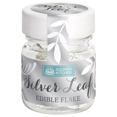 رقائق فضية صالحة للأكل لتزيين الكيك من Squire's Kitchen Pure Silver Leaf Flake، 10 جرام