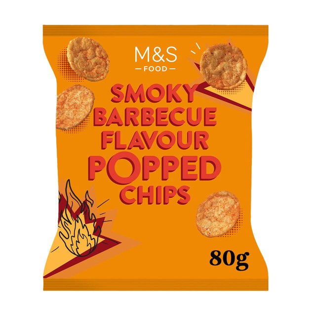 M&S smoky barbecue popped potato chips 80g, imported from the UK