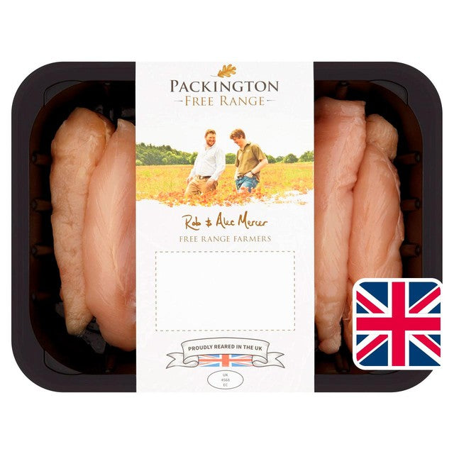 Mini filetes de pollo de corral Packington 400 g, importados del Reino Unido.