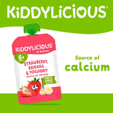 Kiddylicious Strawberry Banana Yogurt Baby Food Pouch 6m+ 4x100g, UK version