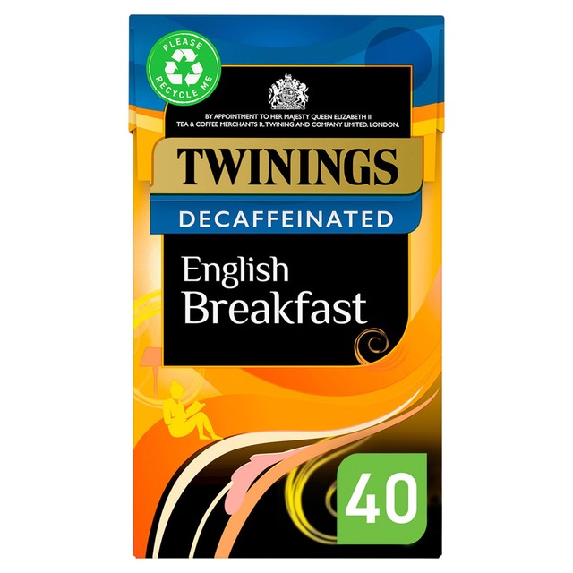 Twinings decaffeinated English breakfast tea bags 40 count (British brand)
