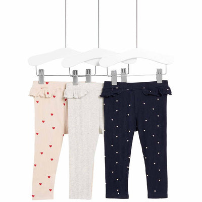 M&S M&S Hjerte Bomullsleggings Marineblå/Rosa Baby-leggings 3-6 måneder 3-pakning - Kjøp online hos McGrocer