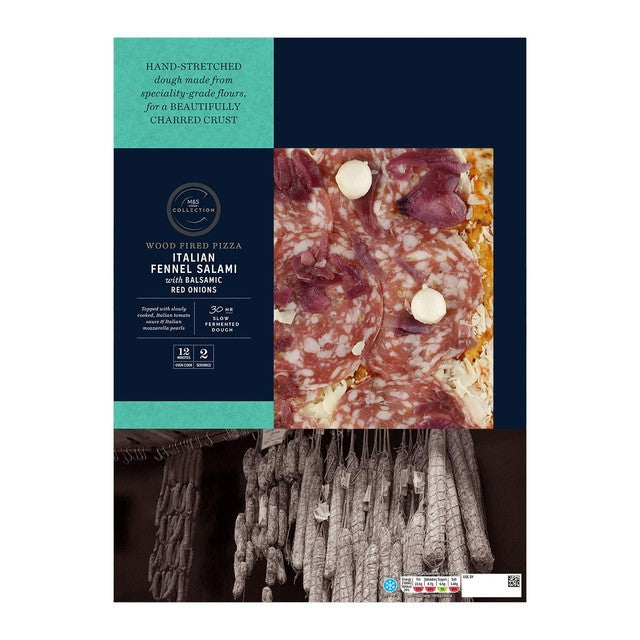 M&S Italian Fennel Salami & Red Onions Pizza 470g, imported from the UK