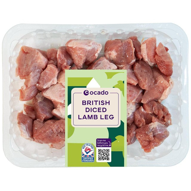 Ocado diced lamb leg 300g, imported from the UK