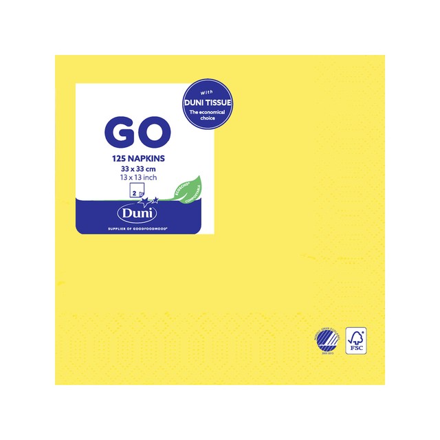 Duni yellow paper party napkins 125 pack (British brand)
