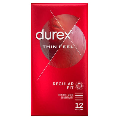 Durex Dünne Kondome mit extra Silikon-Gleitmittel, normale Passform, 12er-Packung