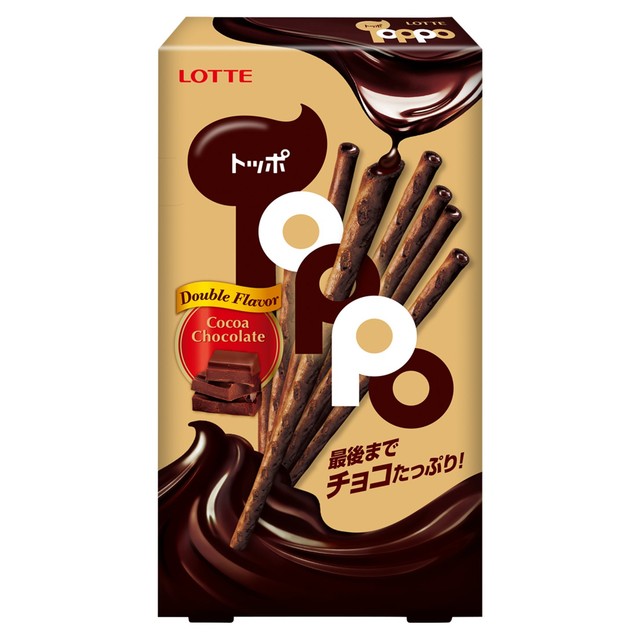 LOTTE Toppo double chocolate cream filled pretzel sticks 40g, UK version