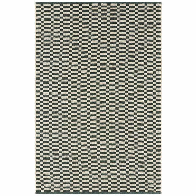 M&S geometric check bath towel in forest green, imported from the UK