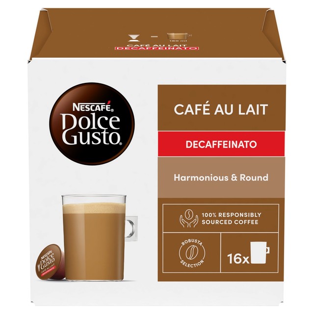 Dolce Gusto cafe au lait decaf coffee capsules 16 pack - British product
