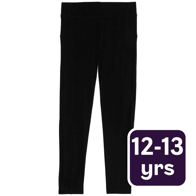 M&S girls cotton rich leggings black 12-13 years, imported from the UK
