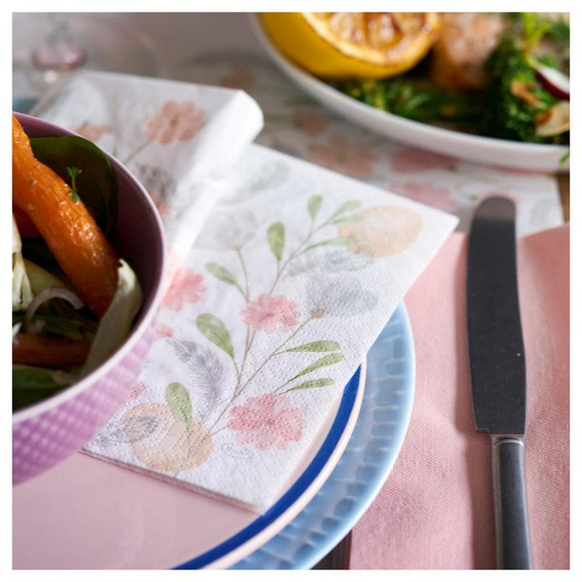 Duni soft floral Easter napkins 20 per pack (British brand)