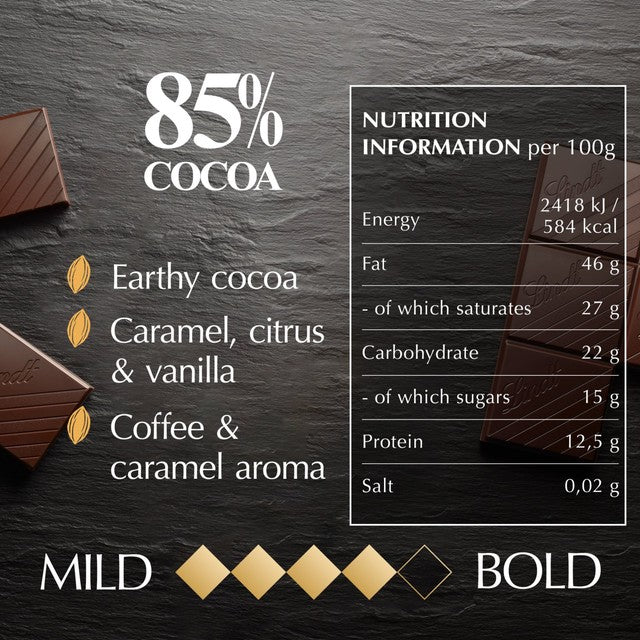 Lindt 85% dark chocolate bar 100g, UK version
