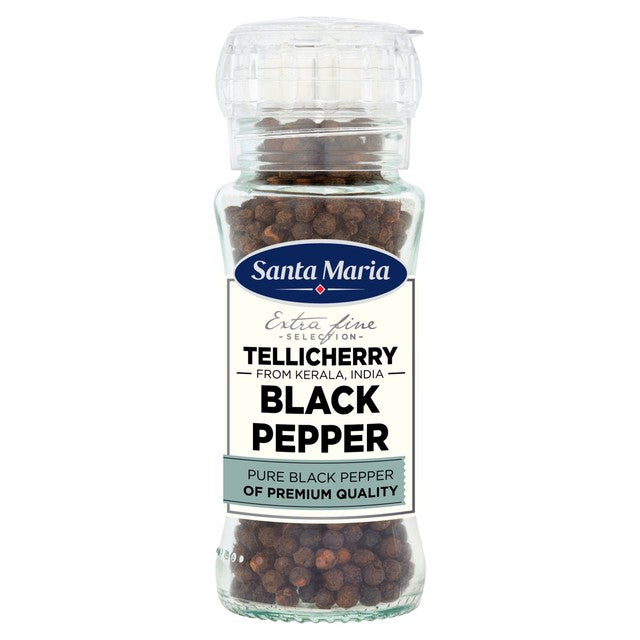Santa Maria Tellicherry Black Pepper Grinder 70g (British brand)