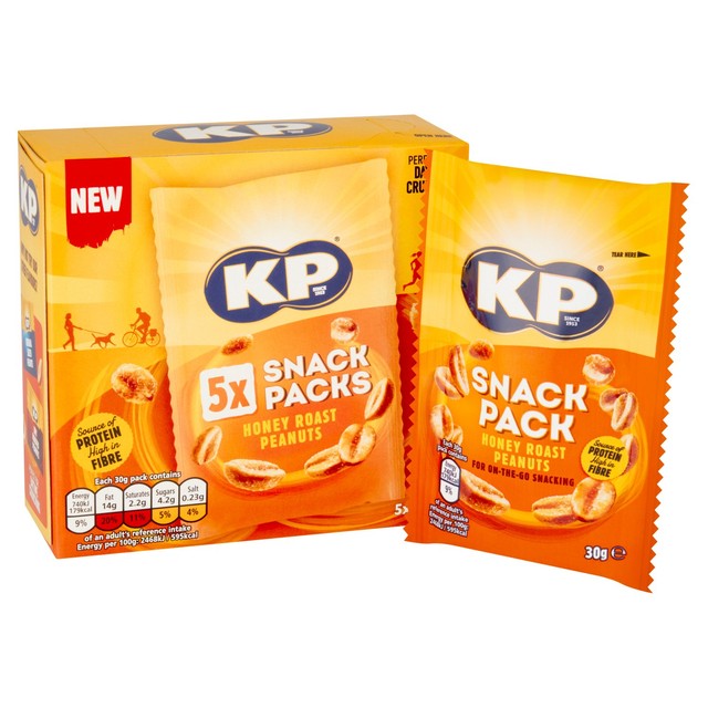 KP honey roast peanuts 5 x 30g packs, UK version