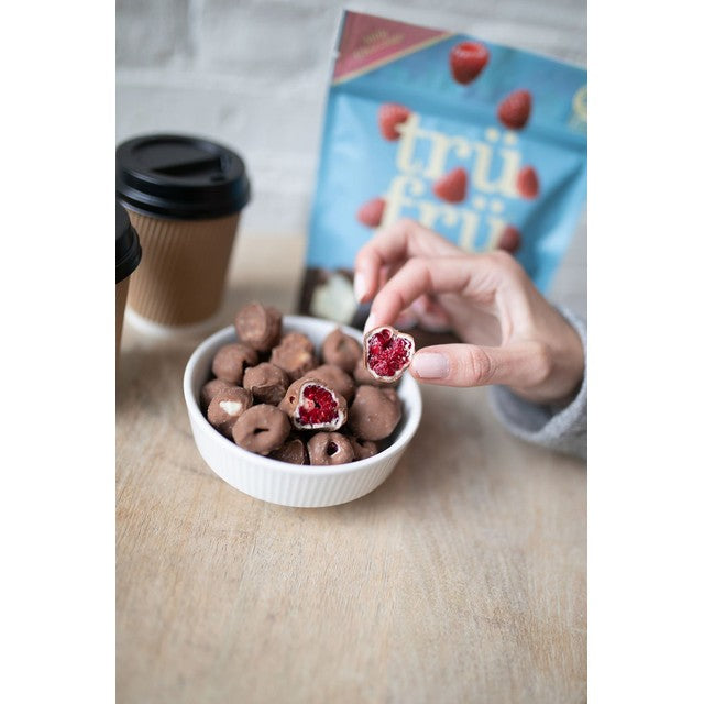 TruFru frozen raspberries in white milk chocolate 200g - British product