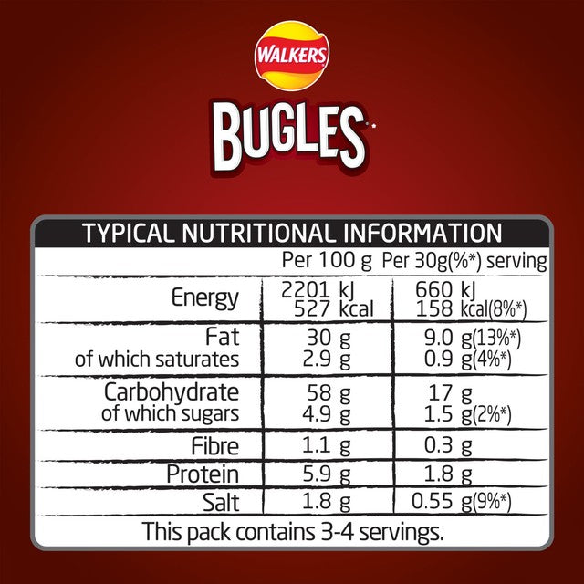Walkers Bugles Southern Style BBQ corn snacks 110g (British brand)