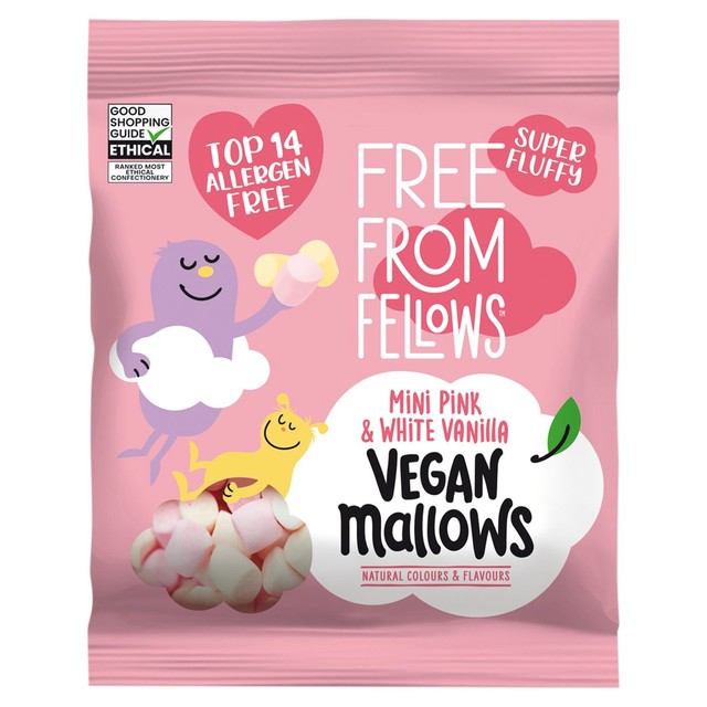 Free From Fellows vegan vanilla pink and white mini marshmallows 105g - British product